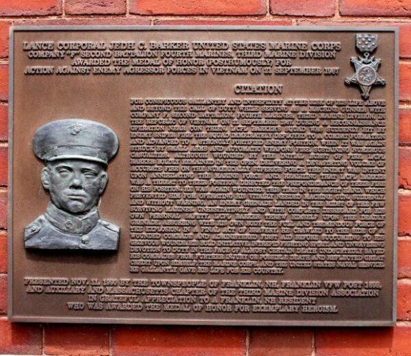 LANCE CORPORAL JEDH C, BARKER MEDAL OF HONOR MEMORIAL PLAQUE