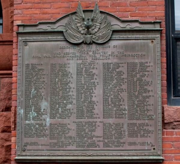 FRANKLIN CIVIL WAR AND SPANISH-AMERICAN WAR MEMORIAL PLAQUE