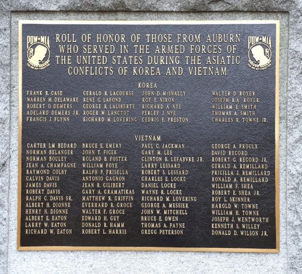 AUBURN KOREA AND VIETNAM ROLL OF HONOR MEMORIAL PLAQUE