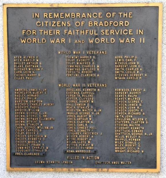 CITIZENS OF BRADFORD WORLD WARS MEMORIAL PLAQUE