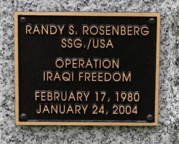 RANDY S. ROSENBERG WAR MEMORIAL PLAQUE