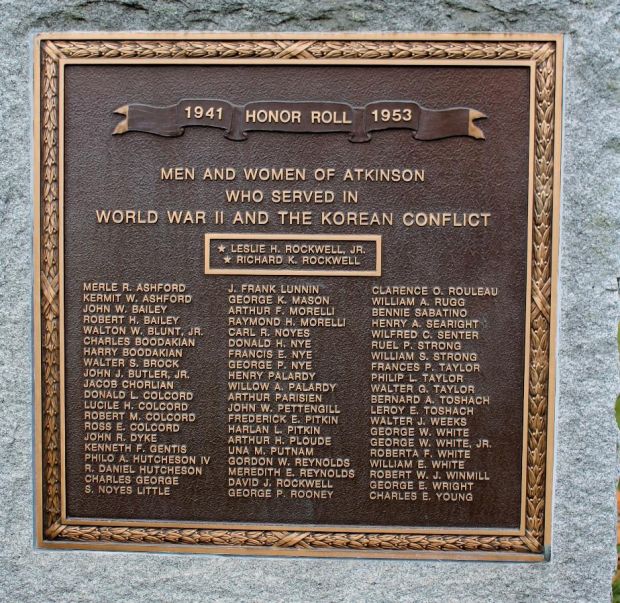 ATKINSON WORLD WAR II AND KOREAN CONFLICT MEMORIAL PLAQUE