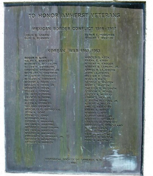 AMHERST WAR VETERANS MEMORIAL PLAQUE C