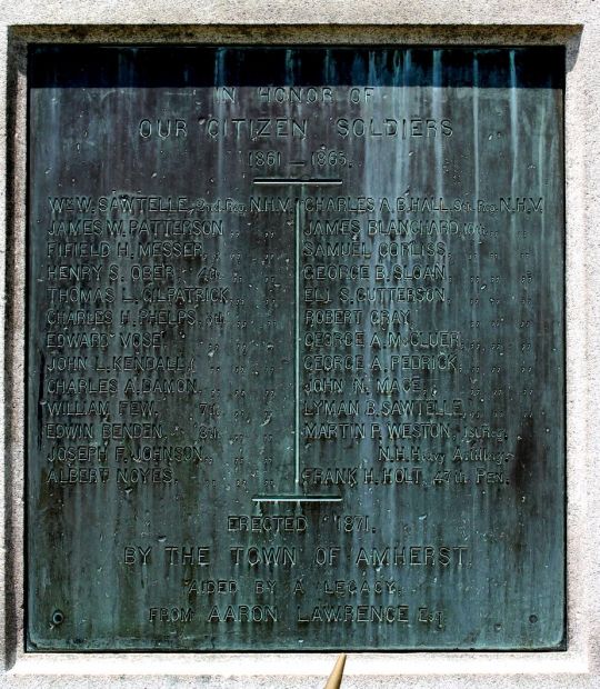 AMHERST WAR VETERANS MEMORIAL PLAQUE A