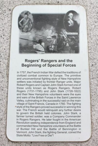 NEW HAMPSHIRE ROGERS’ RANGERS MEMORIAL PLAQUE