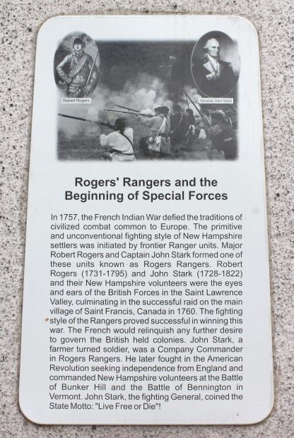 NEW HAMPSHIRE ROGERS’ RANGERS MEMORIAL PLAQUE