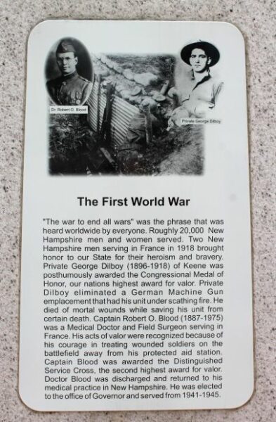 NEW HAMPSHIRE THE FIRST WORLD WAR MEMORIAL PLAQUE