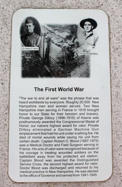 NEW HAMPSHIRE THE FIRST WORLD WAR MEMORIAL PLAQUE