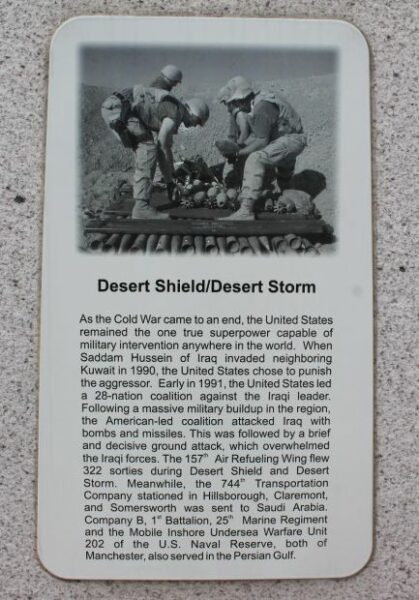 NEW HAMPSHIRE DESERT SHIELD/DESERT STORM MEMORIAL PLAQUE