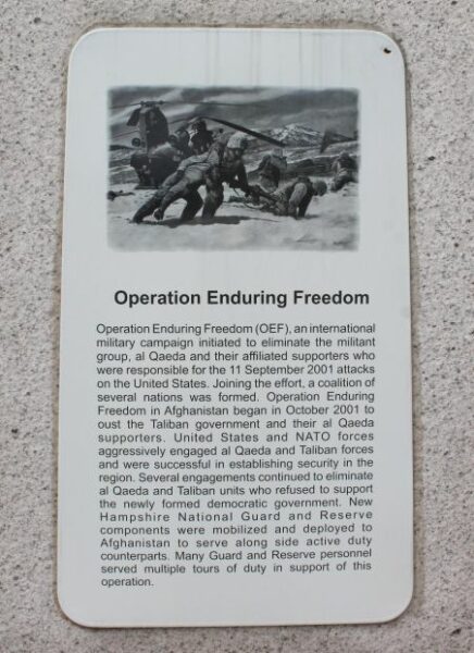 NEW HAMPSHIRE OPERATION ENDURING FREEDOM MEMORIAL PLAQUE