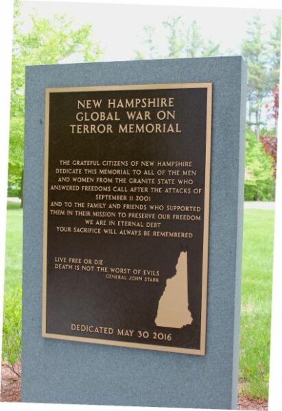 NEW HAMPSHIRE GLOBAL WAR ON TERROR MEMORIAL PLAQUE