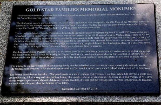 NEW HAMPSHIRE GOLD STAR FAMILIES MEMORIAL DEDICATION STONE