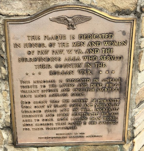 PAW PAW KOREAN WAR MEMORIAL PLAQUE