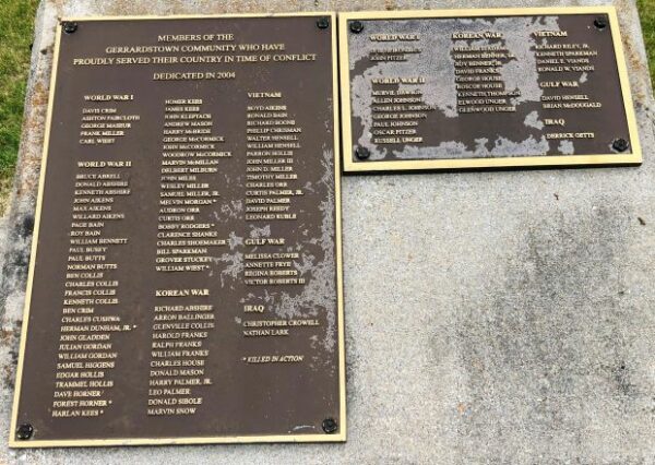 GERRARDSTOWN TIME OF CONFLICT MEMORIAL