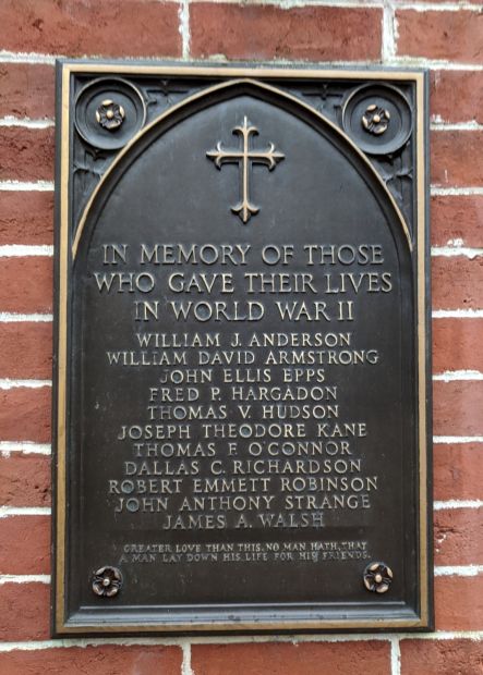 ST. PATRICK’S CATHOLIC CHURCH WORLD WAR II MEMORIAL PLAQUE