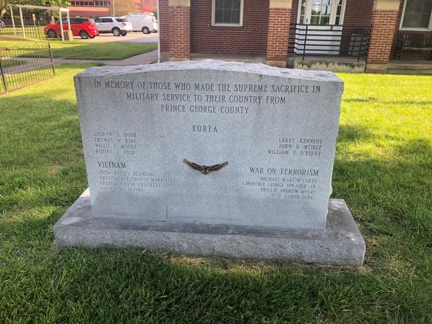 PRINCE GEORGE COUNTY SUPREME SACRIFICE MEMORIAL BACK