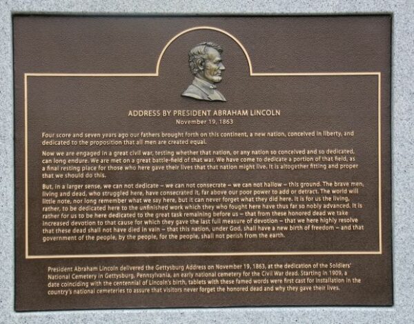 SPOONER ADDRESS BY PRESIDENT ABRAHAM LINCOLN MEMORIAL PLAQUE