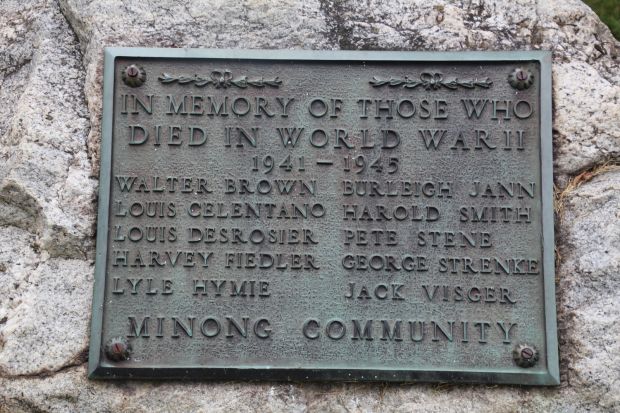 MINONG COMMUNITY WORLD WAR II MEMORIAL PLAQUE