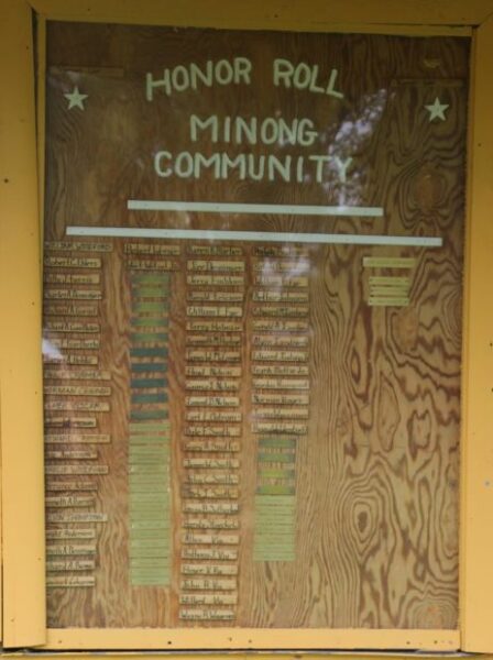 MINONG COMMUNITY HONOR ROLL MEMORIAL BACK PLAQUE