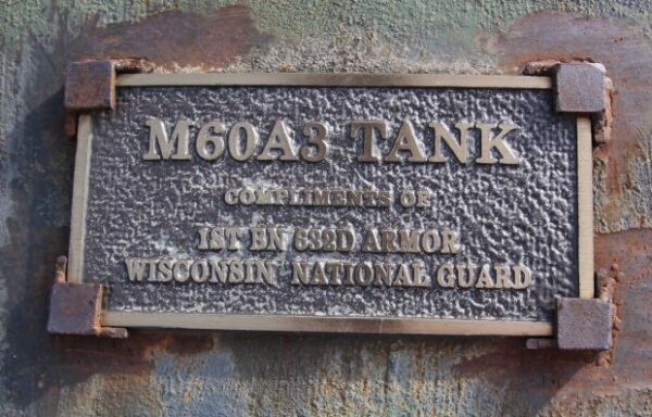 V.F.W. POST 3032 M60A3 TANK MEMORIAL PLAQUE