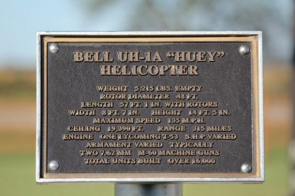 BELL UH-1A “HUEY” HELICOPTER MEMORIAL PLAQUE