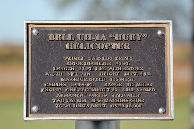 BELL UH-1A “HUEY” HELICOPTER MEMORIAL PLAQUE
