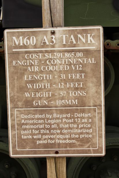 AMERICAN LEGION POST 13 M60 A3 TANK MEMORIAL PLAQUE