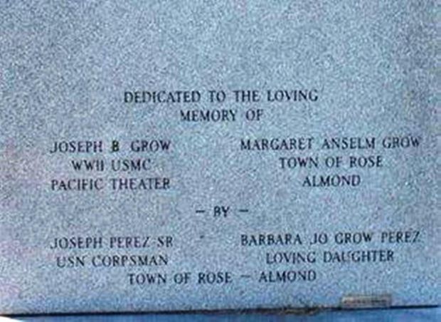 JOSEPH B GROW WAR MEMORIAL TABLET