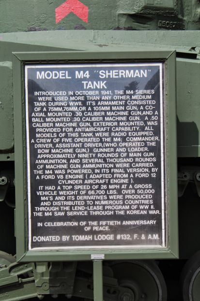 MODEL M4 “SHERMAN” TANK WAR MEMORIAL PLAQUE