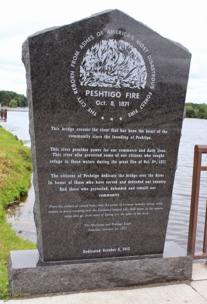 PESHTIGO FIRE AND VETERNS MEMORIAL BRIDGE STONE