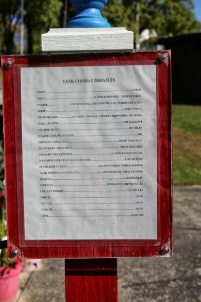 TANK COMBAT M60A3TTS MEMORIAL PLAQUE