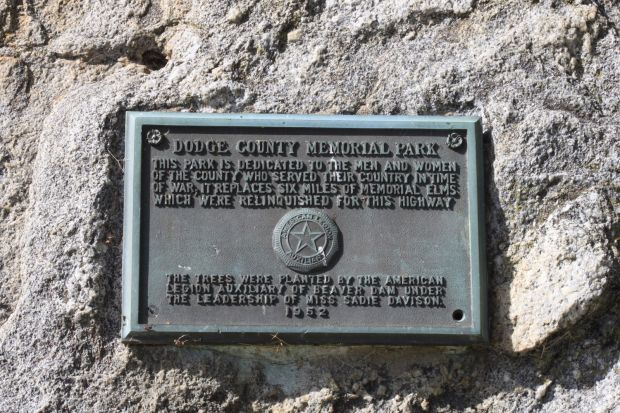 DODGE COUNTY MEMORIAL PARK PLAQUE