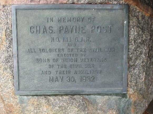 CHAS. PAYNE G.A.R. POST NO. 141 CIVIL WAR MEMORIAL PLAQUE