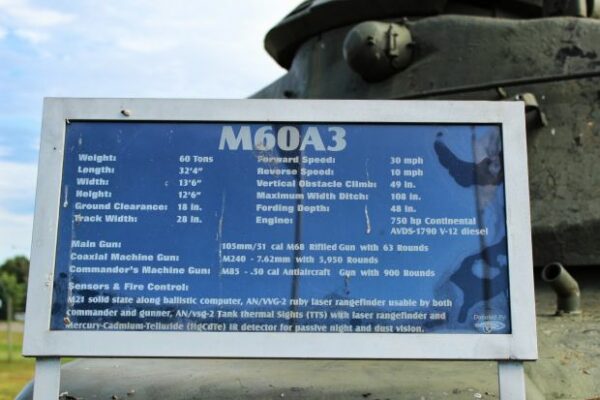 M60A3 MAIN BATTLE TANK MEMORIAL PLAQUE