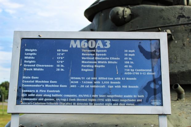 M60A3 MAIN BATTLE TANK MEMORIAL PLAQUE