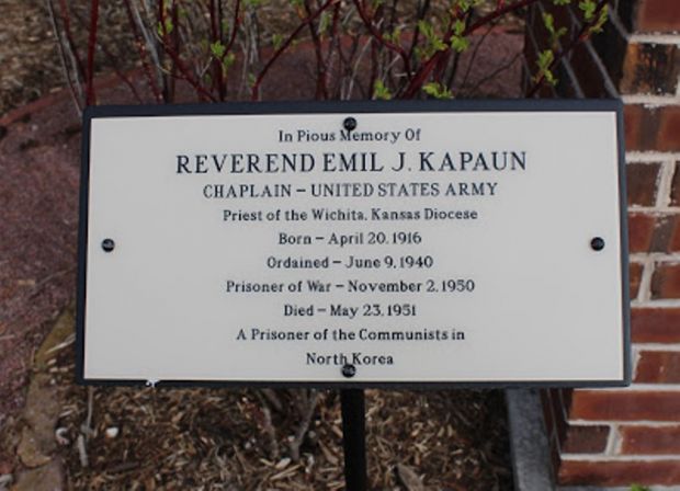 REVEREND EMIL J. KAPAUN  MEDAL OF HONOR WAR MEMORIAL PLAQUE