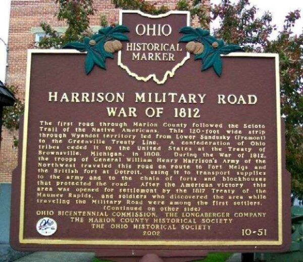HARRISON MILITARY ROAD WAR OF 1812 MEMORIAL MARKER