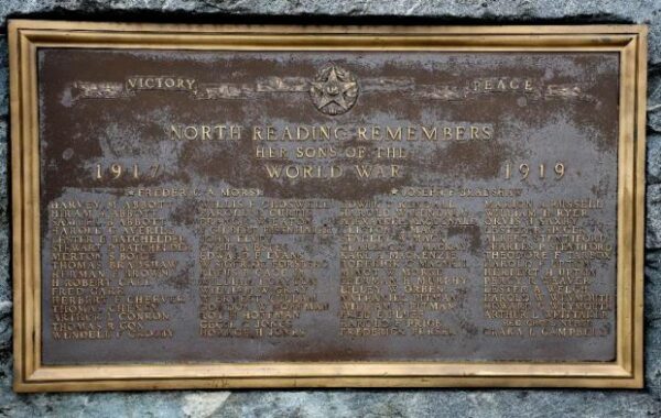 NORTH READING WORLD WAR MEMORIAL PLAQUE