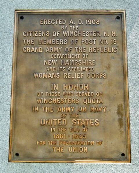 WINCHESTER CIVIL WAR MEMORIAL PLAQUE