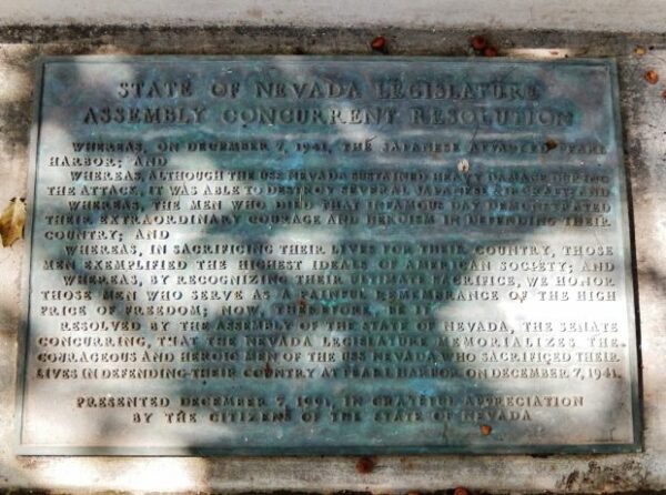USS NEVADA BB-36 WAR MEMORIAL PLAQUE B
