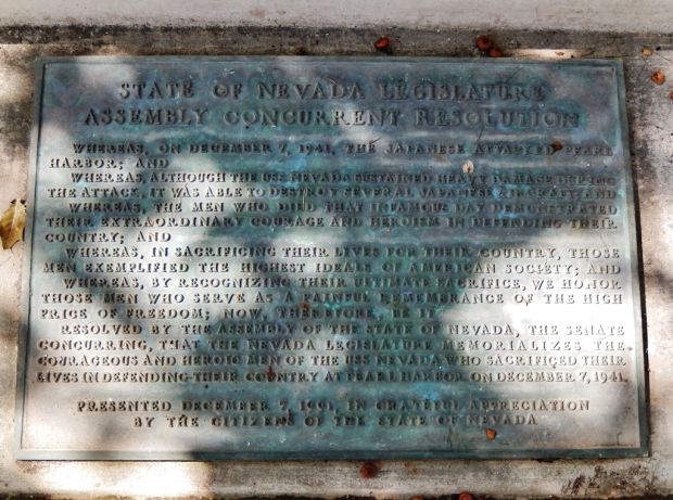 USS NEVADA BB-36 WAR MEMORIAL PLAQUE B