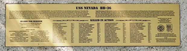 USS NEVADA BB-36 WAR MEMORIAL PLAQUE A