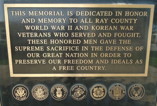 RAY COUNTY WORLD WAR VETERANS MEMORIAL PLAQUE A