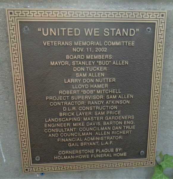 UNITED WE STAND MEMORIAL PLAQUE A