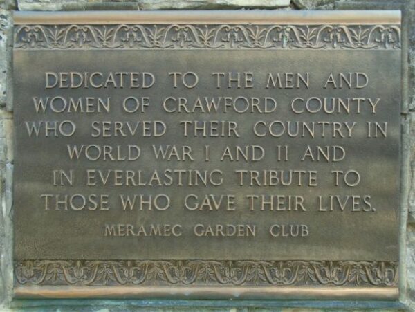 CRAWFORD COUNTY WORLD WAR I AND II MEMORIAL PLAQUE
