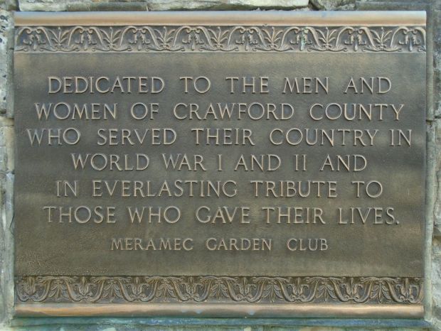 CRAWFORD COUNTY WORLD WAR I AND II MEMORIAL PLAQUE