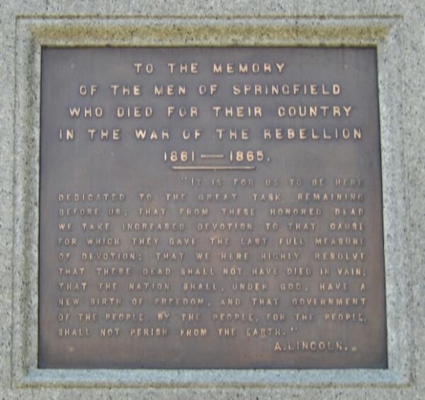 SPRINGFIELD WAR OF THE REBELLION MEMORIAL PLAQUE B