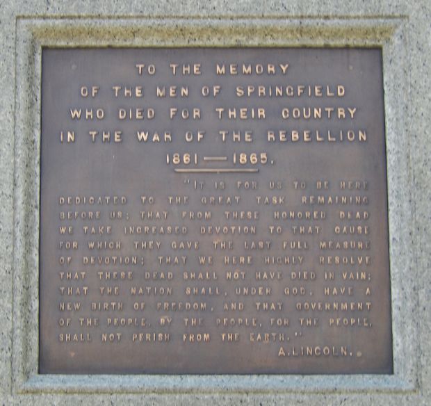 SPRINGFIELD WAR OF THE REBELLION MEMORIAL PLAQUE B