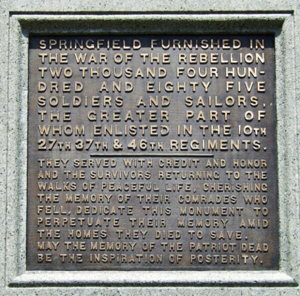 SPRINGFIELD WAR OF THE REBELLION MEMORIAL PLAQUE A