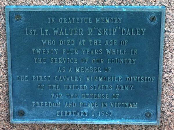 1ST. LT. WALTER R. “SKIP” DALEY WAR MEMORIAL PLAQUE
